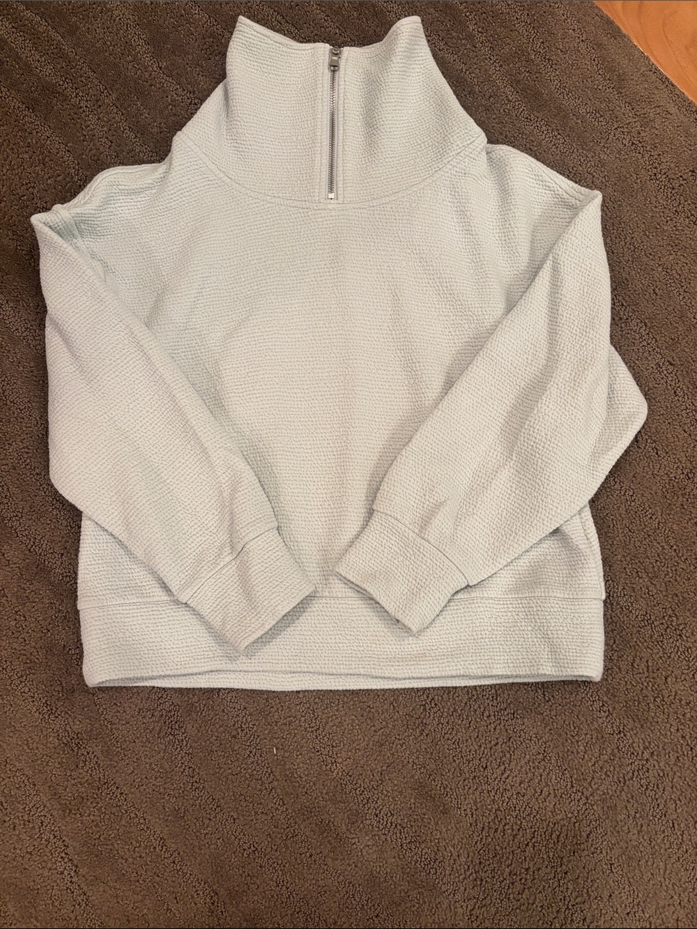 Amazon Women's Pale Blue Half-Zip Textured Turtleneck Sweater